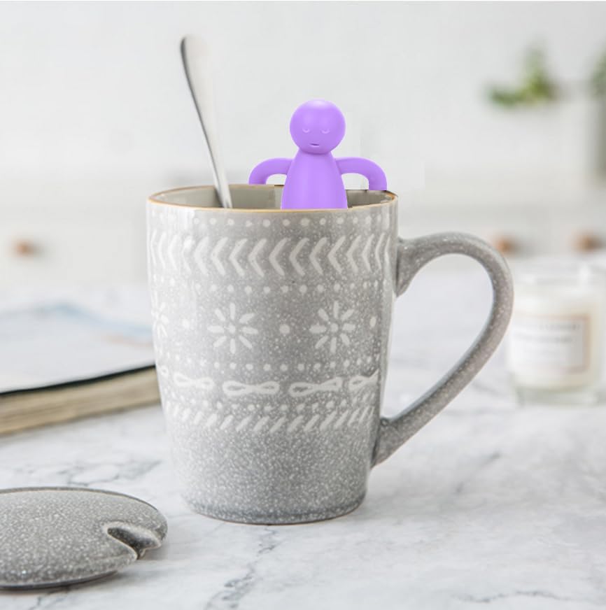 Leden Tea Infuser for Loose Leaf Tea Cute Tea Strainer Ball Stainless Steel Extra Fine Mesh Tea Steeper Filter for Cup Mug Silicone Handle Grey