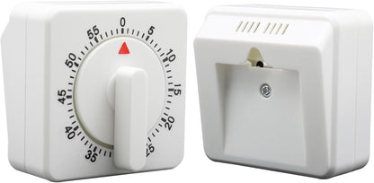 Hitefu Square 60 Minute Mechanical Kitchen Timer, White, 2 Pcs | Visual Cooking Timer, Loud Alarm, No Batteries, For Classroom / Home
