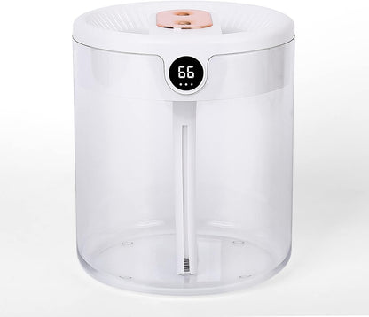 Top-Fill 2L Humidifiers for Bedroom Large Room, Smart Digital Display Hygrometer, Dual 360° Nozzles Cool Mist, Ultra-Quiet <30dB, 24H Long Runtime, Auto Shut-Off, Essential Oil Box, White