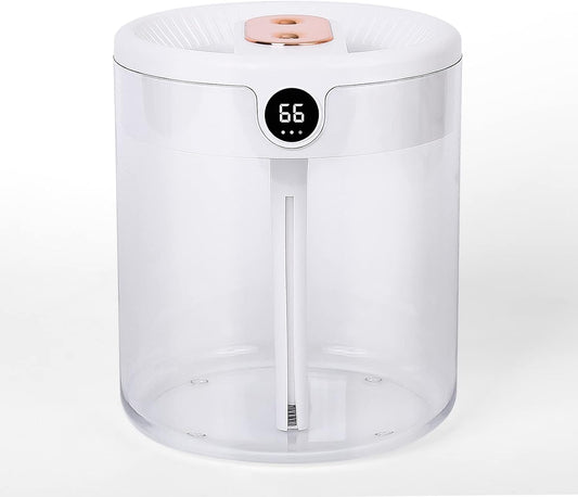 Top-Fill 2L Humidifiers for Bedroom Large Room, Smart Digital Display Hygrometer, Dual 360° Nozzles Cool Mist, Ultra-Quiet <30dB, 24H Long Runtime, Auto Shut-Off, Essential Oil Box, White