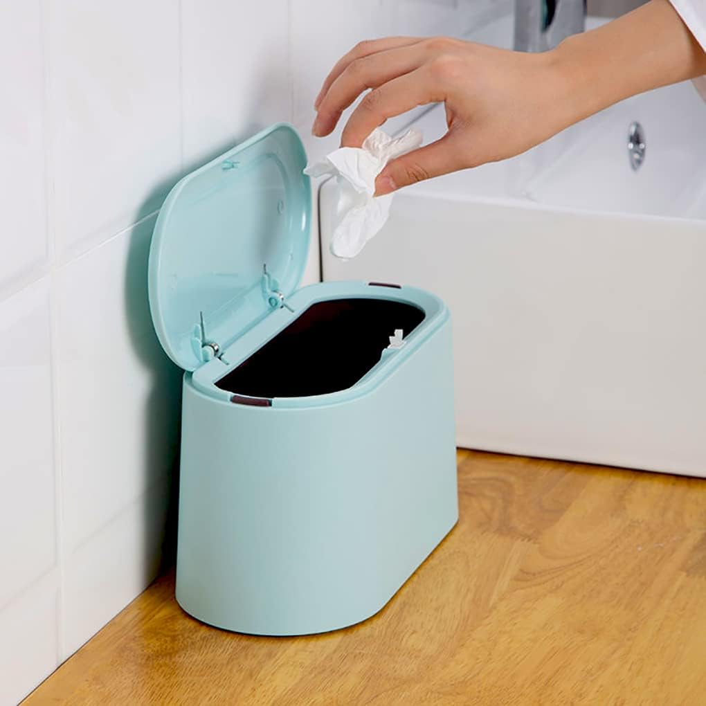 LTWQLing Mini Trash Can with Lid - Removable Small Garbage Can, Tiny Plastic Trash Bin, Pop Up Countertop Wastebasket, Counter Garbage Lint Bin for Bathroom,Office,Kitchen,Desk,Coffee Table(White)