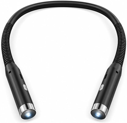 Neck Book Light, Black | Reading Lights for Books in Bed, 3-Level Brightness LED, Hands-Free, USB Rechargeable, Long-Lasting, For Reading
