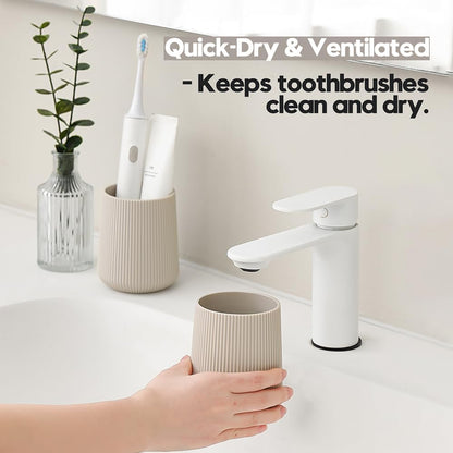 YAUKPH Black Striped Toothbrush Holder | for Electric Toothbrushes Bathroom Organizer Cup for Toothpaste Kids & Adults