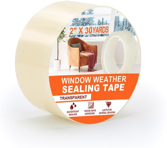 MRPAPA 2 Inch x 90 FT Window Sealing Tape,Airtight Insulation Tape that Blocks Drafts Residue-Free Clear Weather Stripping Windproof for Window/Door/Car (1)