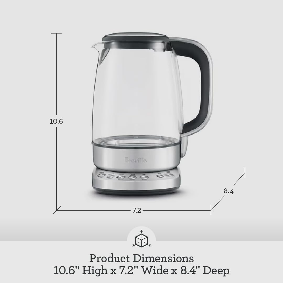 Breville BKE830XL IQ Kettle Pure Water Heater, Brushed Stainless Steel | Precisely heat water for tea and coffee with quiet electric kettle featuring soft top lid for easy pouring | 7 cup capacity