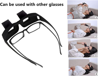 Valuu Lazy Glasses Bed Prism Glasses Spectacles Horizontal High Definition Glasses Prism Periscope Lie Down Eyeglasses for Reading and Watch TV in Bed Unisex