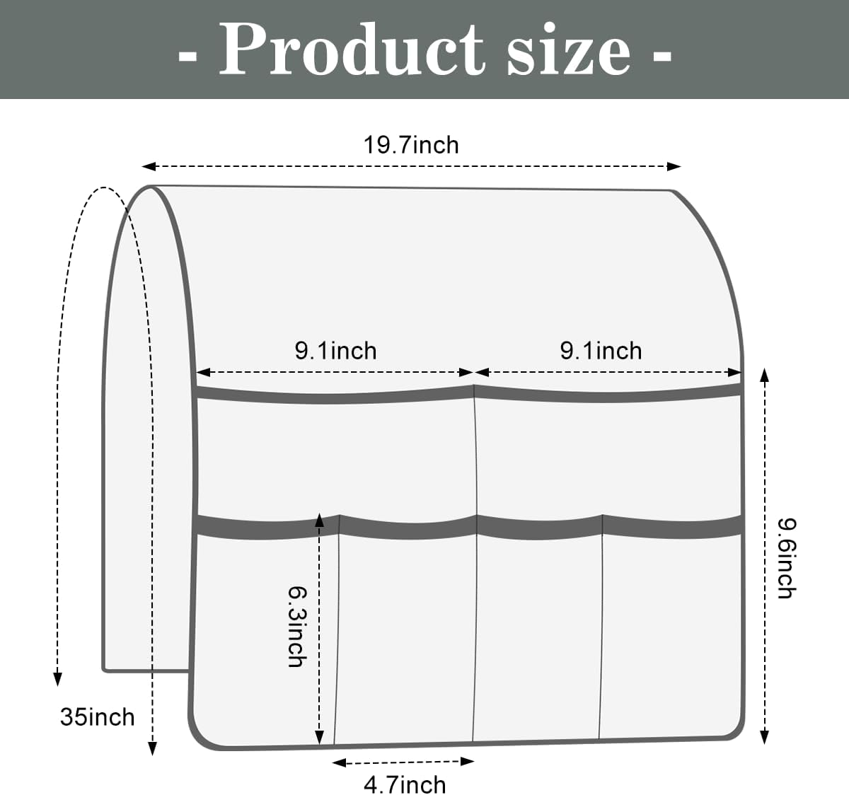 Couch Armrest Organizer Remote Control Holder Bedside Caddy with 6 Pockets, Non-Slip Armchair Caddy Sofa Armrest Organizer for Tv Remote Control, Magazine, Cell Phone, Beige