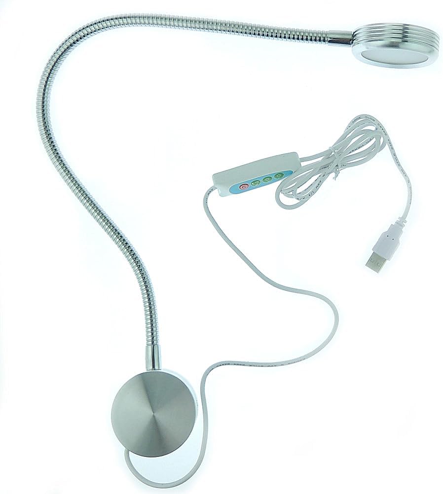 QUANS 3 Color Dimmable Gooseneck LED Wall Bedside Reading Lamp, Black, USB