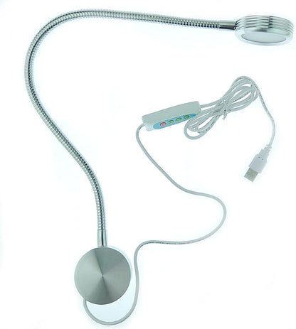 QUANS 3 Color Dimmable Gooseneck LED Wall Bedside Reading Lamp, Black, USB