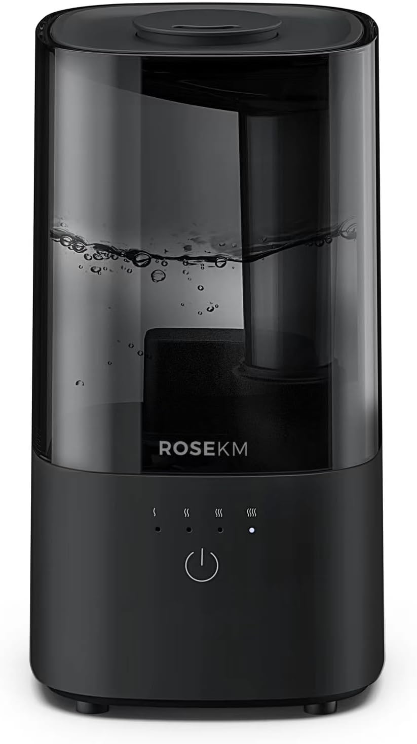 ROSEKM 2L Cool Mist Humidifier for Bedroom and Plants, Quiet, Black