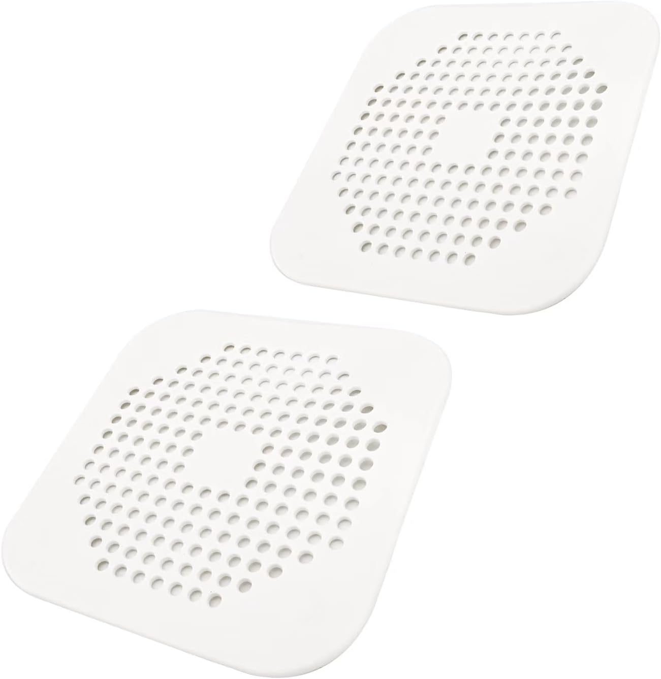Square Drain Cover for Shower 5.7-inch TPR Drain Hair Catcher Flat Silicone Plug for Bathroom and Kitchen Filter Shower Drain Protection Flat Strainer Stopper with Suction Cups 2 Pack (Grey)