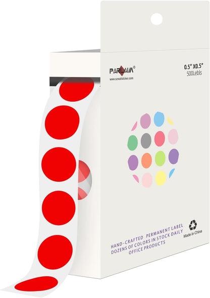 1/2 Inch Round Sticker,4 Rolls 2000Pcs Small Dot Stickers Color-Code Dots | Red+Yellow+Blue+Green 1.3cm Small Stickers Round Color Coding Circle Dots Stickers, Roll Dot Sticker Label for Office Home