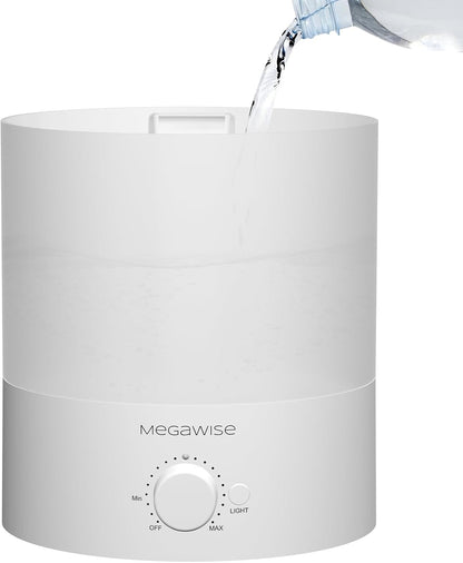 MEGAWISE Sleek 2L Humdifier for Bedroom, Baby,Plant, 24dB Cool Mist Ultrasonic humidifiers, Colorful Night Light, Top-Refill 1 Gal Essential Oil Diffuser, Auto Shut Off
