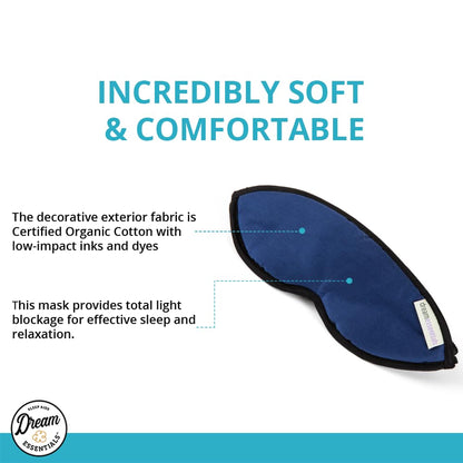 Dream Essentials Natura Organic Cotton Sleep Mask | Twilight Blue | Eye Mask for Sleeping, Light Blocking Soft Sleep Eye Cover with Eco Wool Padding | Made in USA Travel Accessories