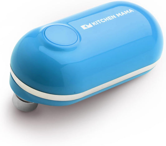 Kitchen Mama Mini Electric Can Opener Smooth Edge, White | Opens Can with One Press, Ultra-Compact Portable, Hands-Free Cordless, Safe for Seniors with Arthritis