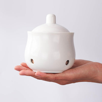 Garlic Keeper Ceramic Onion Saver Jar with Lid | Garlic Saver Container for Dining Room Kitchen Restaurant Fridge Onion Potato Ginger