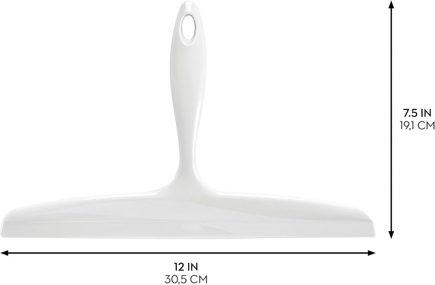 iDesign Plastic Bath Squeegee for Glass with Suction Hook Holder – 12", Clear