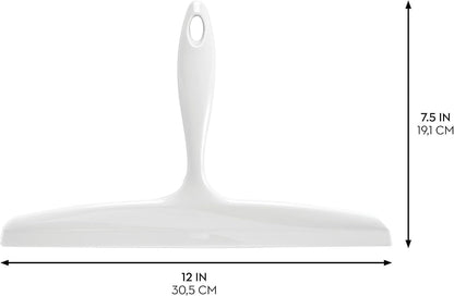 iDesign Plastic Bath Squeegee for Glass with Suction Hook Holder – 12", Clear