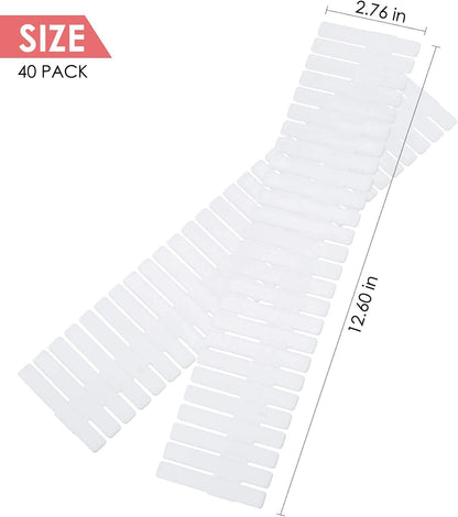 40Pcs Drawer Dividers, Adjustable Drawer Organizer for Socks, Underwear, Makeup, Can Help Tidy Kitchen, Bedroom, Dresser White
