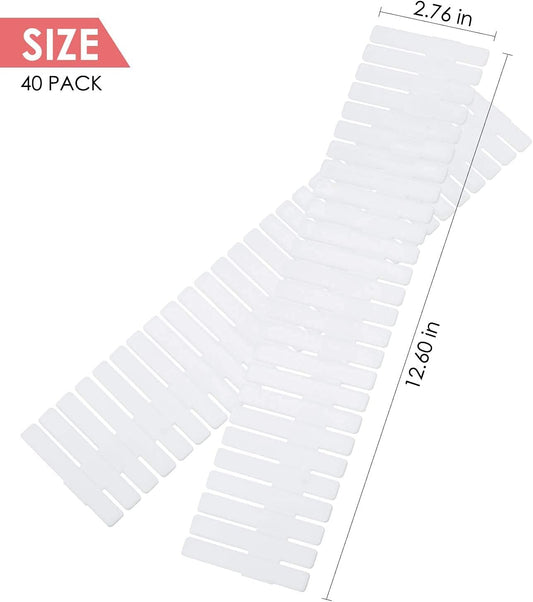 40Pcs Drawer Dividers, Adjustable Drawer Organizer for Socks, Underwear, Makeup, Can Help Tidy Kitchen, Bedroom, Dresser White