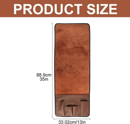 Anti-Slip PU Leather Velvet Sofa Couch Chair Armrest Soft Caddy Organizer Holder with 5 Pockets for Phone, Book, Magazines, TV Remote Control - Draped Over Sofa, Couch, Recliner Armrest (Brown)