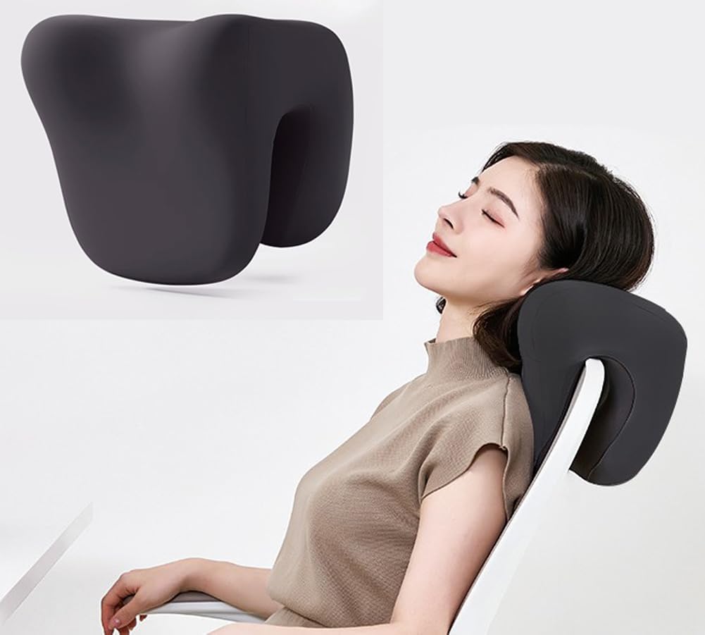 Ergonomic Headrest Recliner Neck Support Pillow,Memory Foam Office Chair Headrest Attachment Cushion for Napping,Cervical Support Pillow with Removable Cover (Beige)