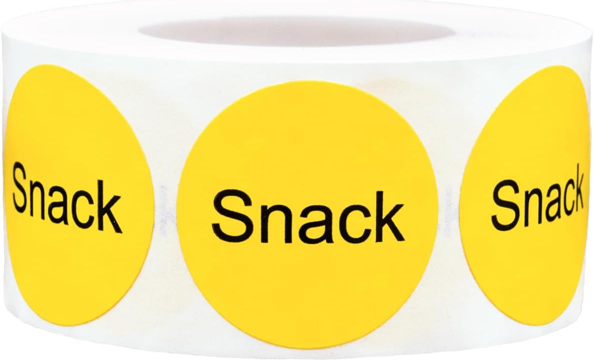 Yellow with Black Carnitas Circle Dot Adhesive Stickers, 1 Inch Round Labels, 500 Total Stickers
