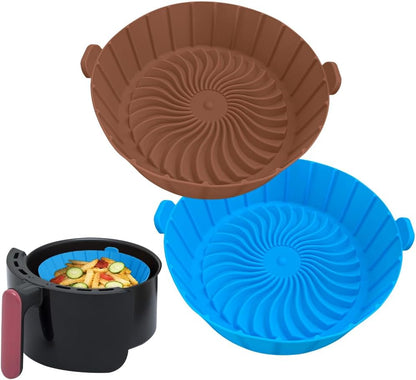 Small Air Fryer Silicone Liners for COSORI/Instant Pot/Chefman/Ninja/Dash/Bella/GoWise/COSMO Air Fryer 2QT 2.1QT 2.3QT 2.5QT, 2 Pack Reusable Silicone Basket Pot Baking Tray AirFryer Accessories