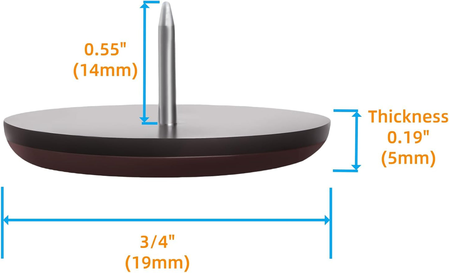 1" Nail on Furniture Sliders (24 Pack) - Furnigear Heavy Duty PTFE (Teflon) Chair Sliders Glides Wooden Furniture Movers Move Your Furniture Easily & Safety - Best Chair Leg Floor Protectors