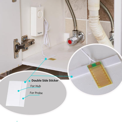 Water Alarms Leak Detector, 120dB, 37.8 Inches Cable, 2 Packs | for Home Basements, RV Water Heater, Sump Pump Overflow Moisture Floor Flood Sensor, Work Alone Battery Operated