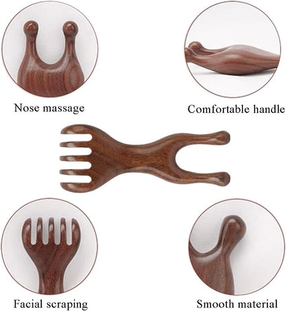 OULIGET Wooden Trigger Point Massage Tool,Spider Shape 5 Legs Massager,Scalp Massager Scraping Tool for Back,Neck,Shoulder and More