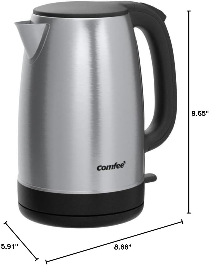 COMFEE Electric Kettle, 1.7L, Auto Shut-Off, 1500W, Black, stainless steel