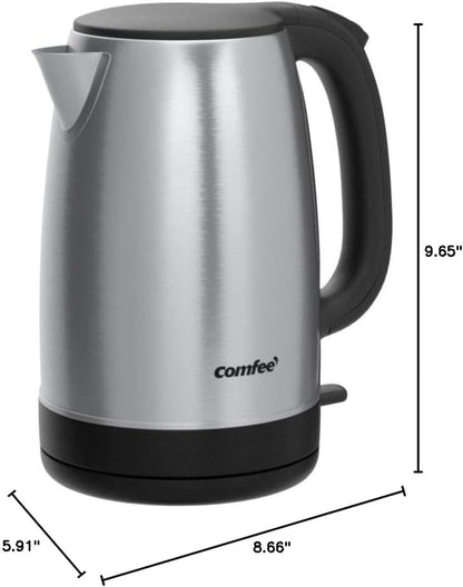 COMFEE Electric Kettle, 1.7L, Auto Shut-Off, 1500W, Black, stainless steel