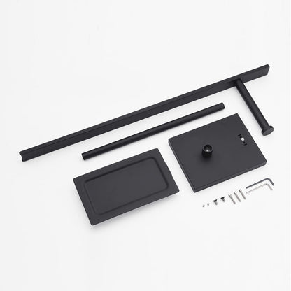 Miyili Matte Black Freestanding Toilet Paper Holder with Shelf, Premium SUS 304 Stainless Steel Bathroom Storage Organizer & Paper Towel Dispenser