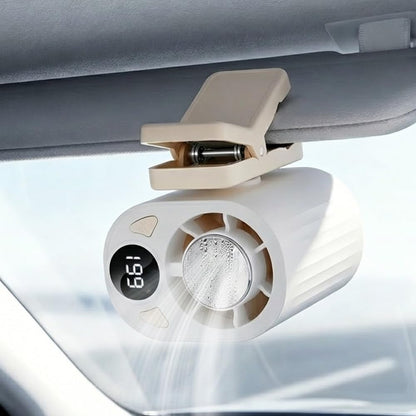 2026 New Car Clip On Air Conditioner Fan, Portable Clip On Cooling Fan with 360° Rotation, Rechargeable Fan for Bed, Umbrella and Car Visor & Roof Handles (White)