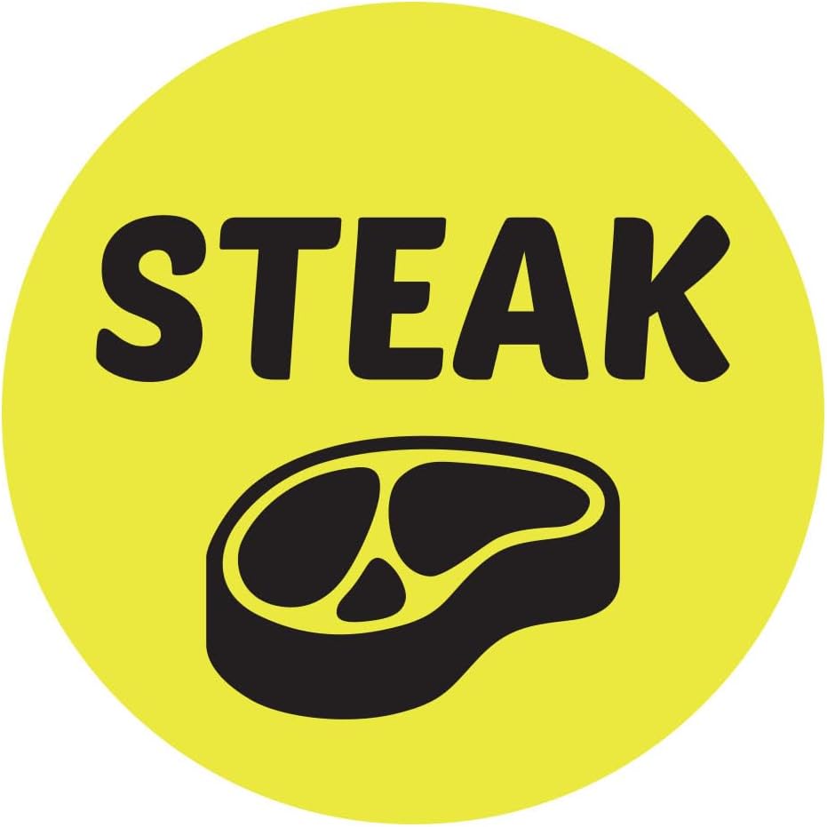 Ham & Cheese Stickers - 1 Inch Round Circle Food Labels in Bright Yellow for Restaurant Deli Food Truck Supermarket Grocery Store Stickers Food Menu Meal Choice Sticker Package Label - 300 Labels/Pack