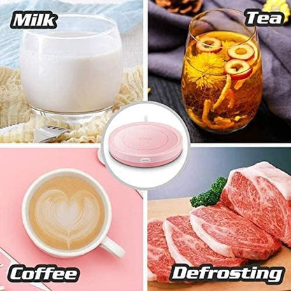 BESTINNKITS Smart Coffee Set Auto On/Off Gravity-Induction Mug Office Desk Use, Candle Wax Cup Warmer Heating Plate (Up to 131F/55C), 14oz (White Set)