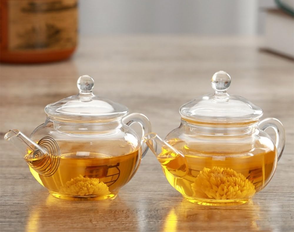 Small Tea Pot,Glass Teapot with Infuser, Tea Kettle for Loose Tea,8 Oz