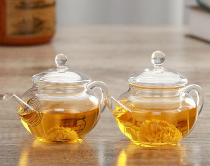 Small Tea Pot,Glass Teapot with Infuser, Tea Kettle for Loose Tea,8 Oz