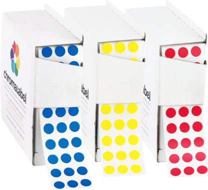 Dark Blue, Red & Yellow Dots, 1/4 Inch, 1000/Box Each Color | Writable Semi-Gloss Circle Labels in Dark Blue, Red and Yellow for Offices, Retail and Classrooms. Made in USA - Colors B