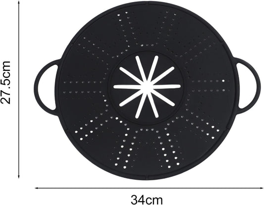 Large Silicone Spill Stopper Lid for Kitchen Pots Pans(white) | Silicone Pot Spill Stopper Lid with Steam Vent, 13.4x10.8 Inch Heat Resistant Cover and Oil Baffle with Easy Grip Handles