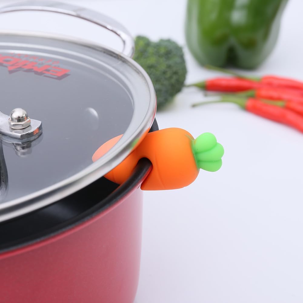4 Pcs Spill-Proof Lid Lifter for Soup Pot,Pot Lid Holder,Boil Over Spill Stopper Silicone Spill Proof Lid Heat Resistant Pot Lid Holder Kitchen Cooking Gadgets (Multicolor)
