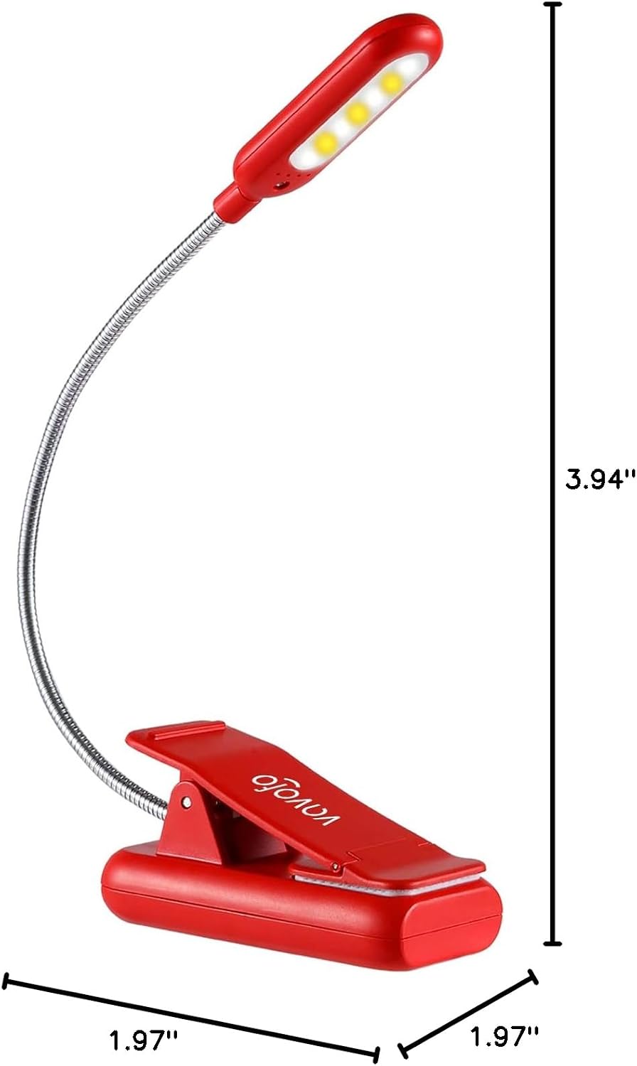 VAVOFO Rechargeable Book Light for Reading in Bed Kids, 7 LED Reading Light with 9-Level Warm Cool White Daylight, Eye Care Lamp with Power Indicator for Bookworms (Yellow)