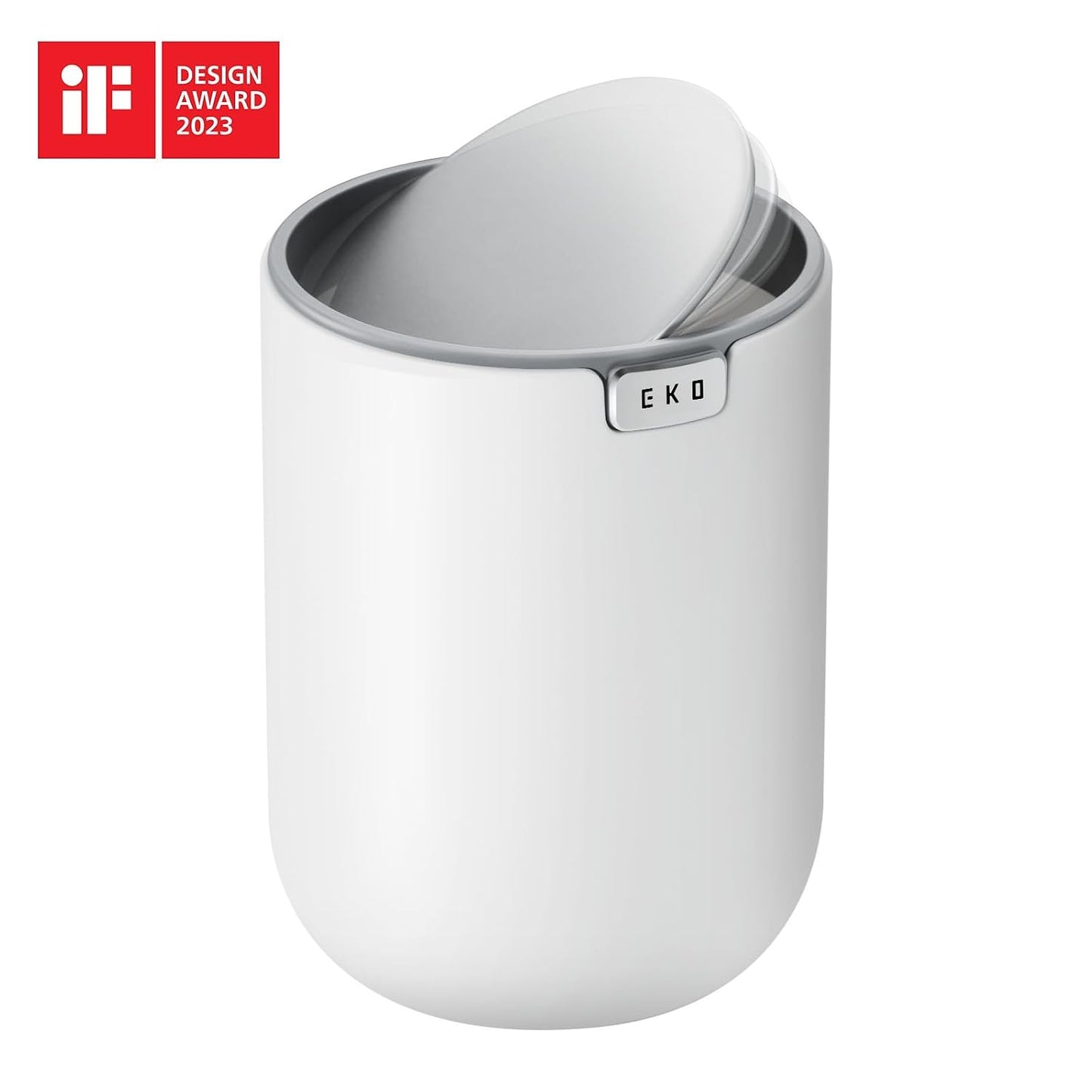 EKO Fandy 0.58 Gal/2.2L Mini Trash Can with Lid, Swing-Top Desktop Trash Can for Bathroom, Countertop, Vanity, Desk or Office, Small Garbage Bin (Blue)