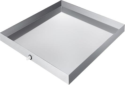 VEVOR 32 x 30 x 2.5 Inch Washing Machine Pan 18 GA Thickness 304 Stainless Steel Heavy Duty Compact Washer Drip Tray with Drain Hole & Hose Adapter
