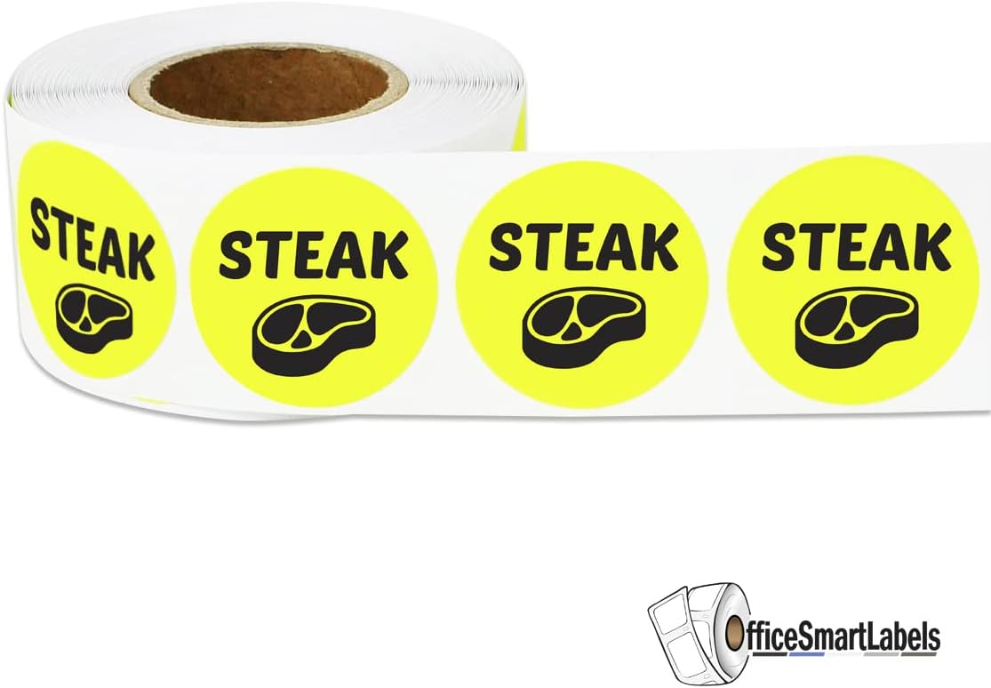 Ham & Cheese Stickers - 1 Inch Round Circle Food Labels in Bright Yellow for Restaurant Deli Food Truck Supermarket Grocery Store Stickers Food Menu Meal Choice Sticker Package Label - 300 Labels/Pack