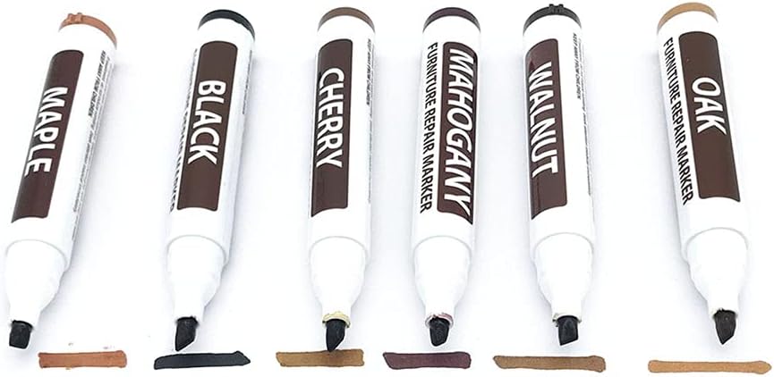 Wood Furniture Repair Markers, Black Paint Fix Touch Up Pen for Furniture & Wood Floor, Scratch Remover Filler for Nicks, Scratches & Stains, Professional Furnitures Recolour Pen for Home/Office