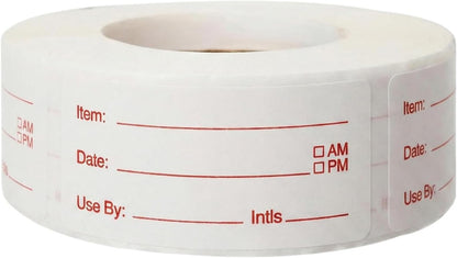 500 Labels/Roll Removable Food Storage Labels, 2 x 1 Inch Easy Write Date Stickers for Freezer, Red Text Pre-Printed Food Labels for Refrigerator Containers, Meal Prep & Kitchen Organization