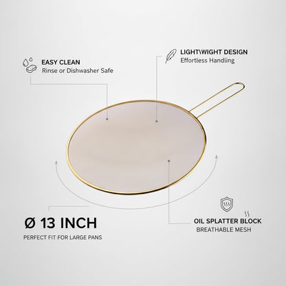 Stainless Steel Splatter Screen for Frying Pan, 13 Inch Mesh Oil Guard to Keep Stovetop Clean (1 Piece)
