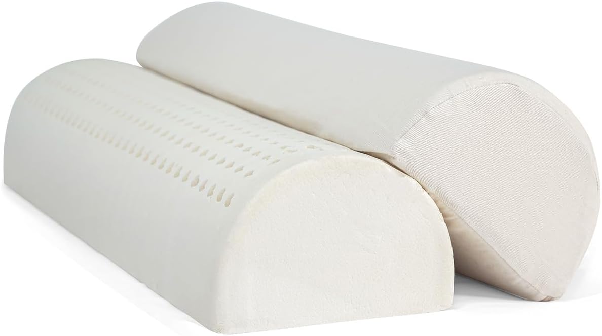 Turmerry Green Natural Organic Latex Half Moon Knee Pillow for Sleeping on Back - GOLS Certified Organic Latex Foam - Medium Firmness - Bolster Body Pillow - Ideal Under The Knee Pillows for Sleeping